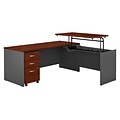 Bush Business Furniture Westfield 72W x 30D Sit to Stand L Desk with File Cabinet , Hansen Cherry, Installed (SRC125HCSUFA)
