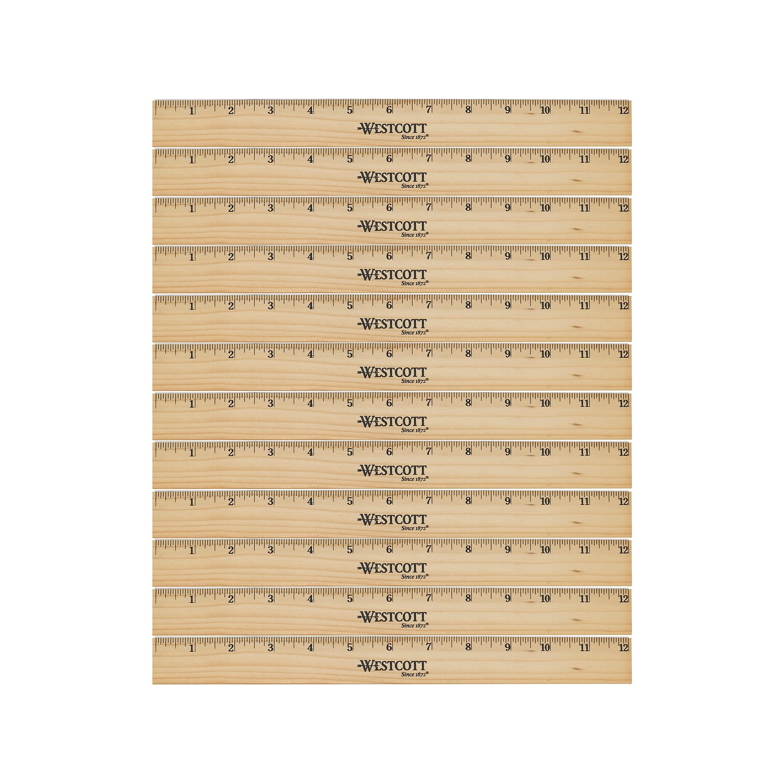 Westcott® 12 Scale Wood Ruler, Beige, 12/Pack (17720)