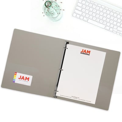 JAM Paper Designders 3/4" 3-Ring Flexible Poly Binders, Smoke Gray (750T1SM)