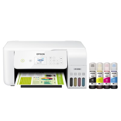 Epson EcoTank ET-2720 Wireless Color Inkjet All-In-One Supertank Printer, White