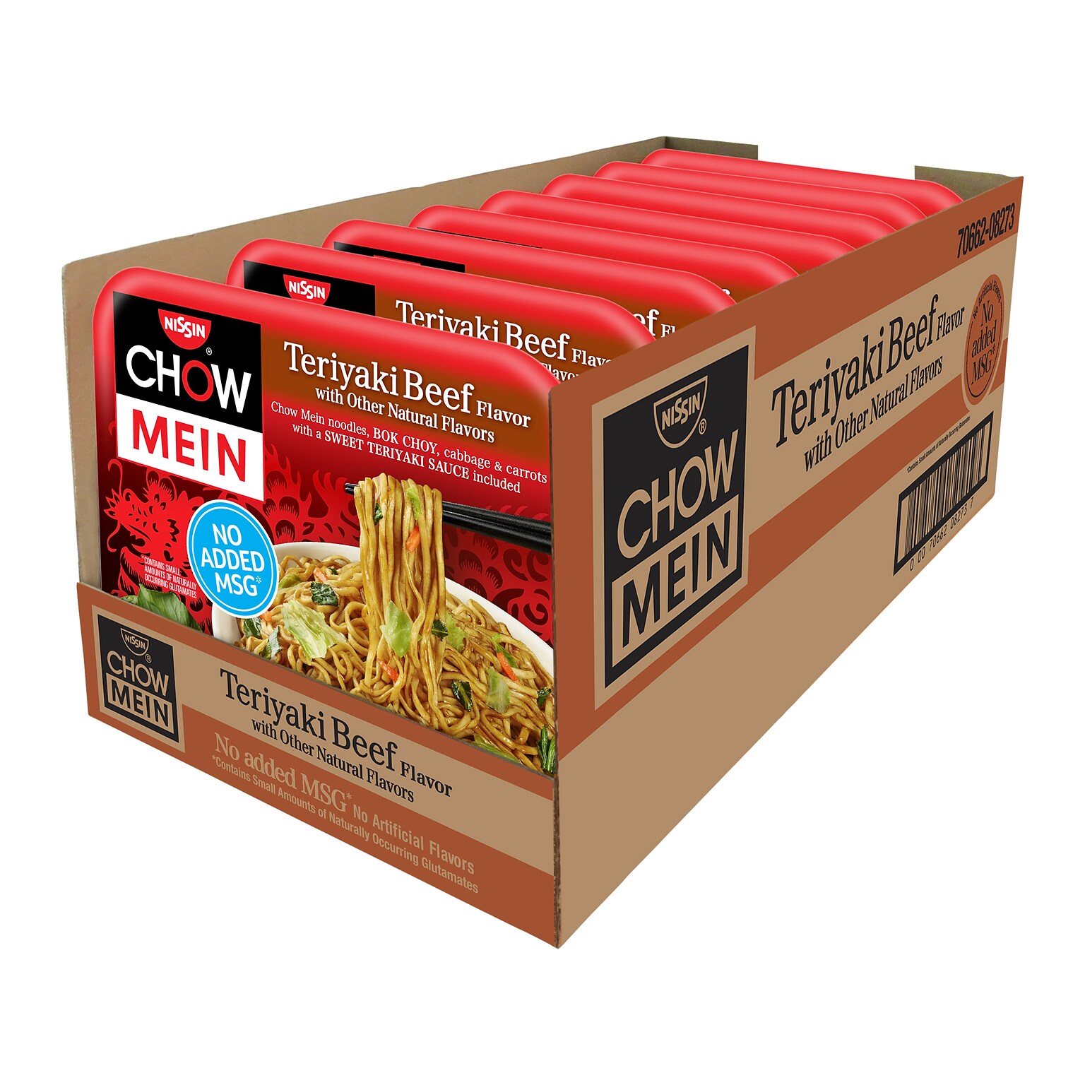 Nissin Chow Mein Noodles, Teriyaki Beef, 4 oz., 8/Carton (70662084731)