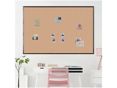 U Brands Cork Bulletin Board, Black Frame, 6' x 4' (2882U00-01)