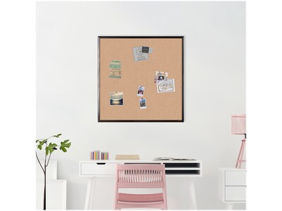 U Brands Cork Bulletin Board, Black Frame, 3' x 3' (2881U00-01)