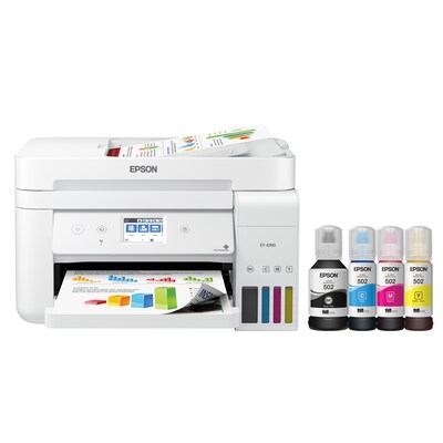 Epson EcoTank ET-4760 Wireless Color Inkjet All-In-One Printer, White