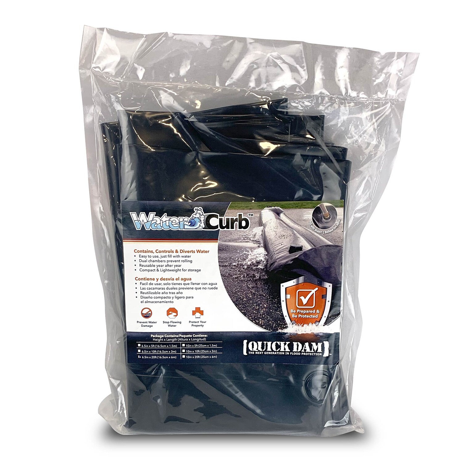 Quick Dam Universal Water Curb, Flood Control, 6.5 x 20, 1/Pack (QDWC620)