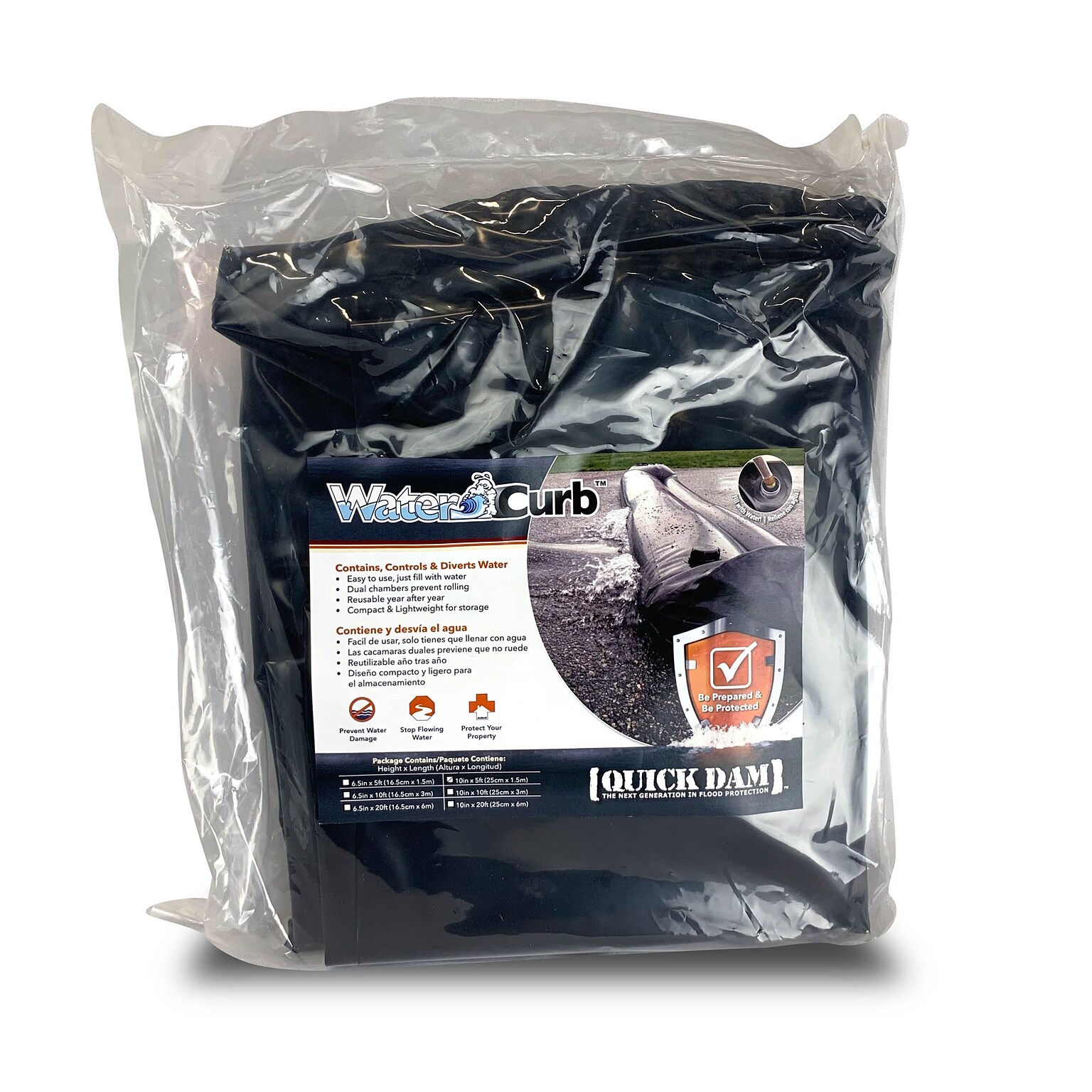 Quick Dam Universal Water Curb, Flood Control, 10 x 5, 1/Pack (QDWC105)