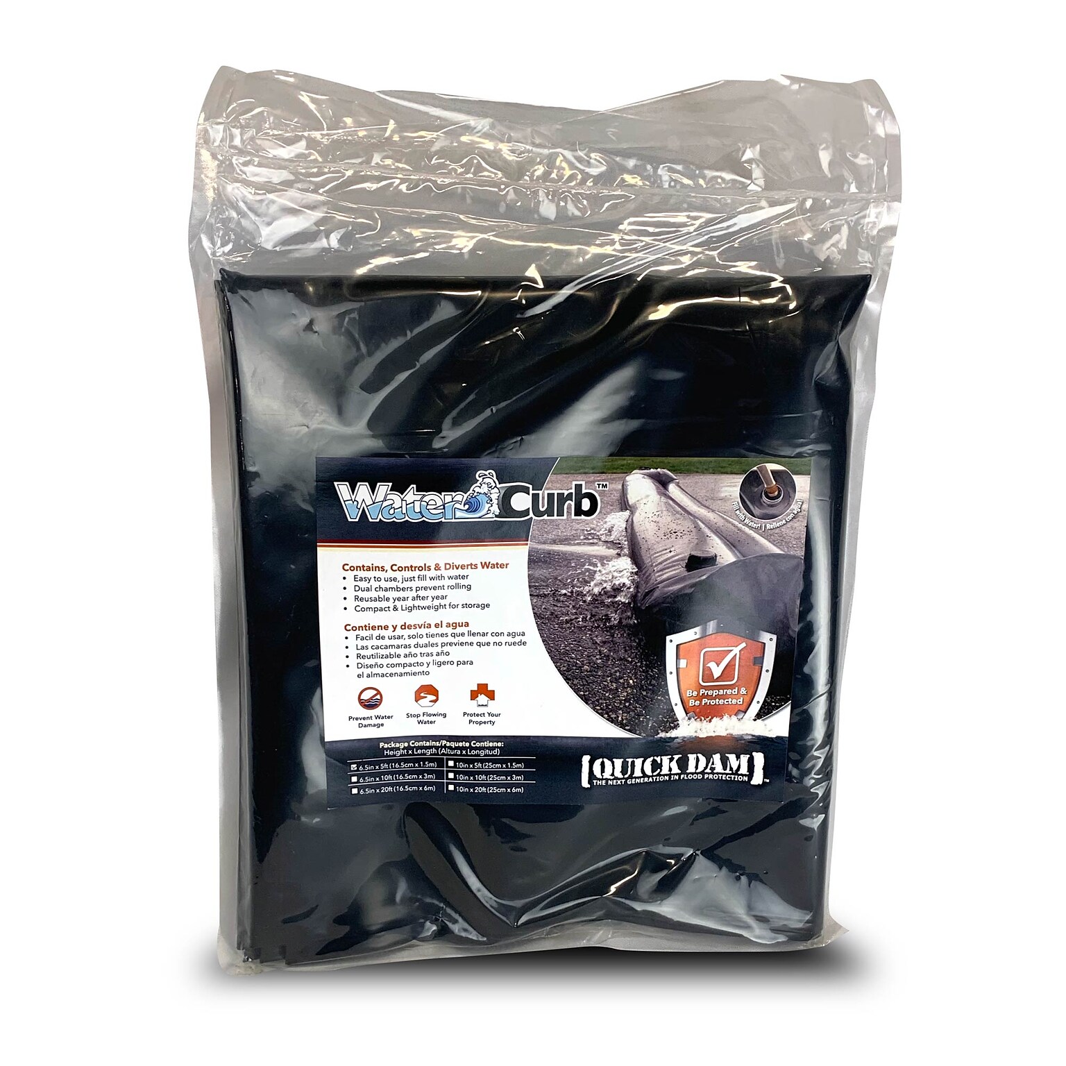 Quick Dam Universal Water Curb, Flood Control, 6.5 x 5, 1/Pack (QDWC65)