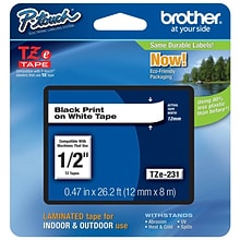 Brother Genuine P-touch TZe-231 Laminated Label Maker Tape, 0.47W, Black On White