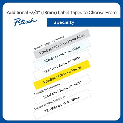 Brother Genuine P-touch TZe-241 Label Maker Tape, 3/4"W, Black On White