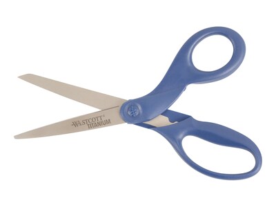 Westcott 8 Titanium Multi-Purpose/Heavy Duty Scissor, Blunt Tip, Navy (17509)