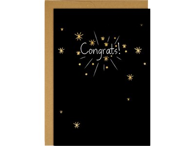 Great Papers! Congrats Gold Foil Personal Notecard, Black/Gold/Silver, 3/Pack (2020009)
