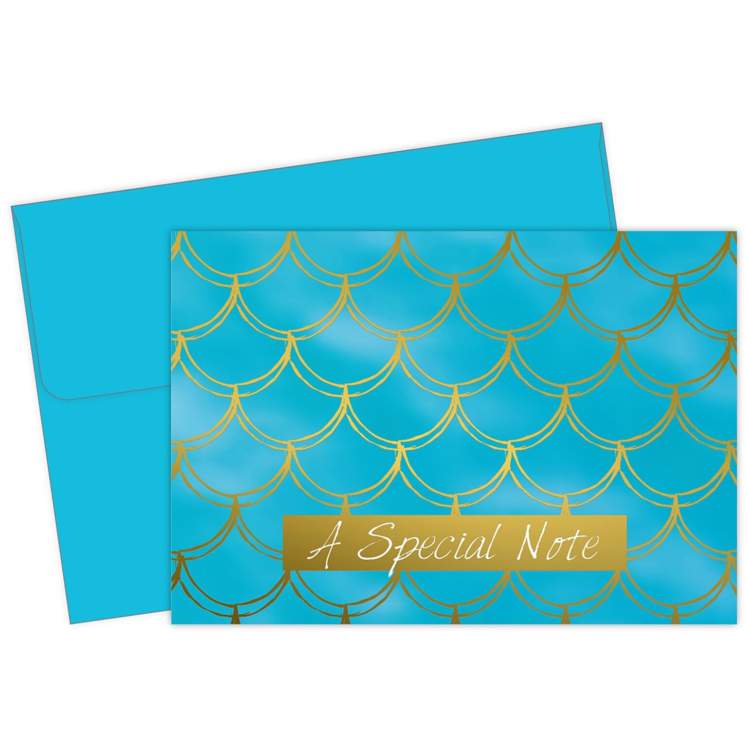 Great Papers! Mermaid Gold Foil Personal Thank You Notecard, Blue/Gold, 50/Pack (2020033)