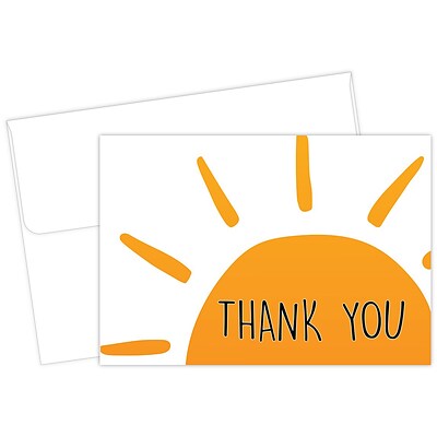 Great Papers! Rise N Shine Smooth Personal Thank You Notecard, White/Orange/Black, 25/Pack (2020028)