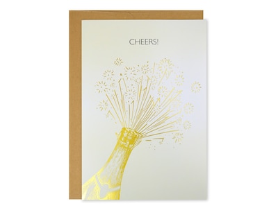 Great Papers! Cheers Gold Foil Personal Notecard, White/Gold, 3/Pack (2020010)
