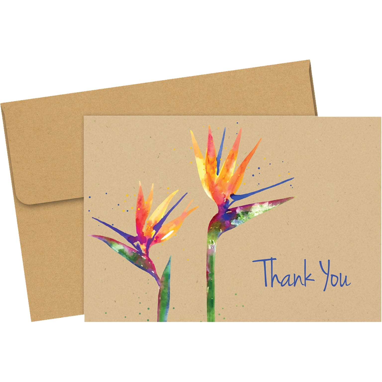 Great Papers! Paradise Faux Kraft Matte Personal Thank You Notecard, Multicolor, 50/Pack (2020034)