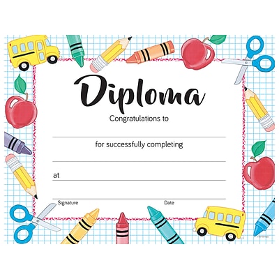 Great Papers! Grade School Diploma Certificates, Multicolor, 15/Pack (2020002)