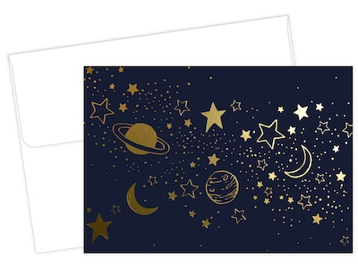Great Papers! Cosmic Night Luster Personal Notecard, Blue/Gold, 50/Pack (2020031)