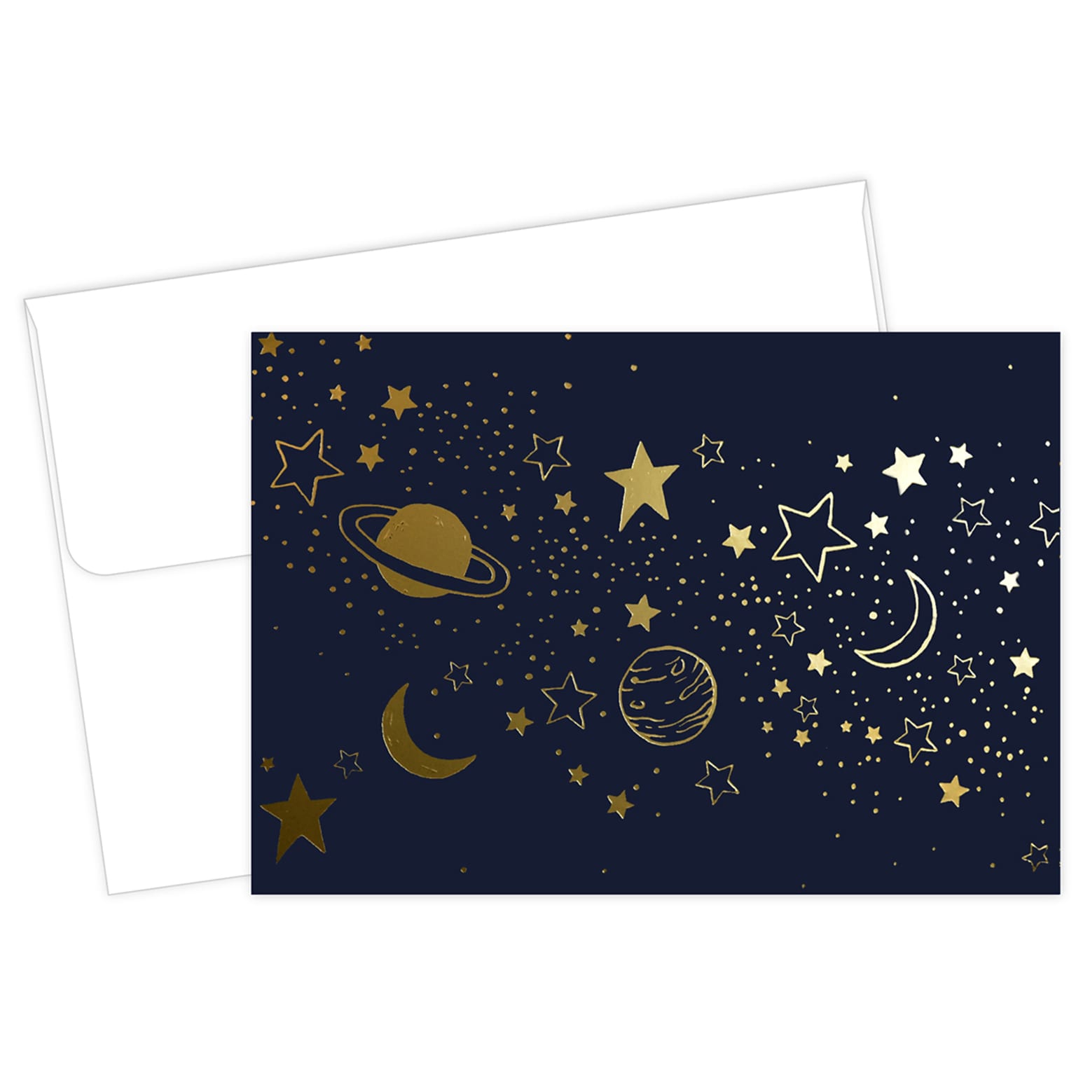 Great Papers! Cosmic Night Luster Personal Notecard, Blue/Gold, 50/Pack (2020031)