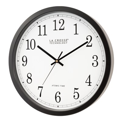La Crosse Technology Atomic Analog Wall Clock, Plastic, 14Dia. (WT-3143A)