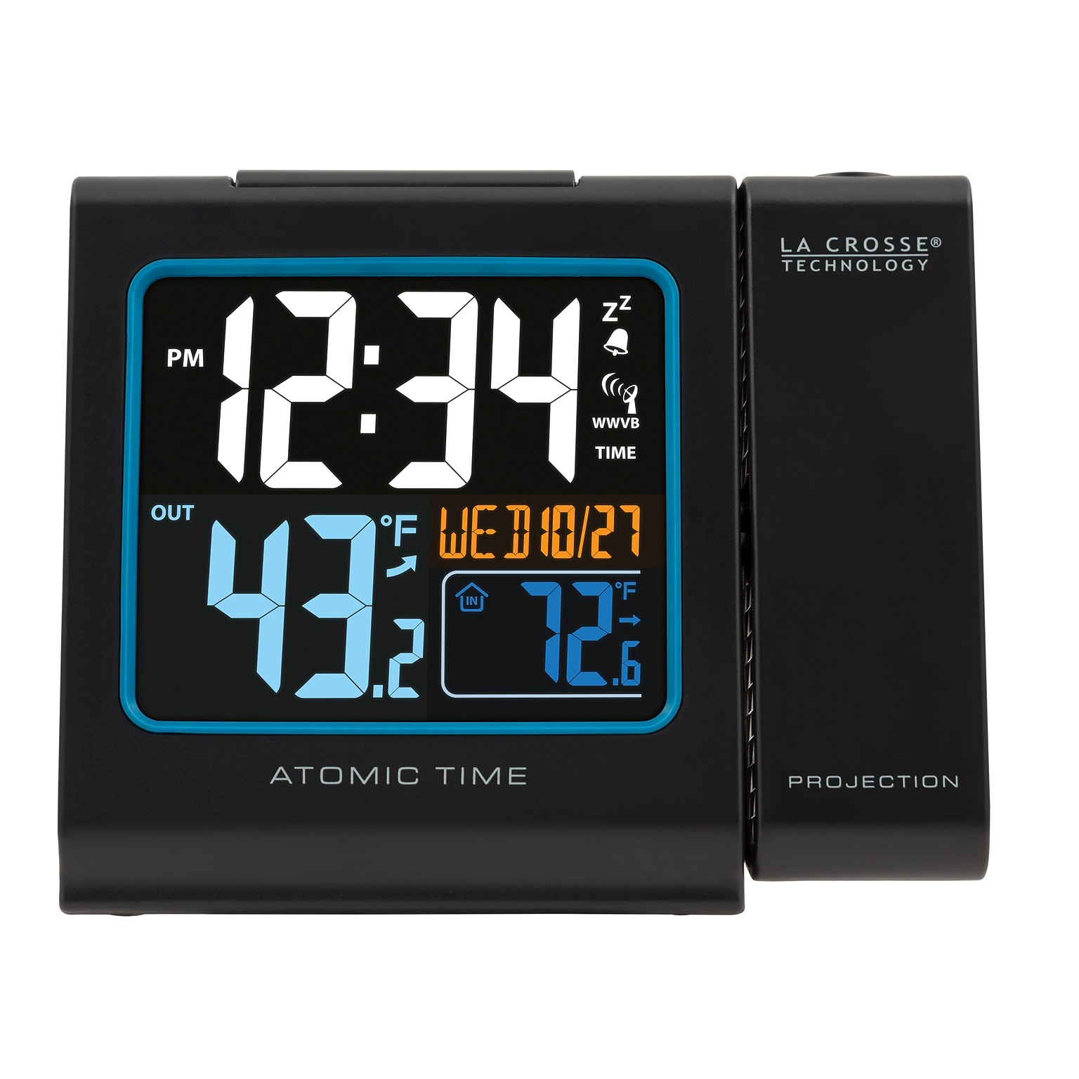 La Crosse Technology Color Projection Alarm clock with Outdoor Temperature and Charging USB port (616-146)