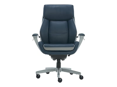 La-Z-Boy Alton Leather Executive Chair, Steel Blue/Light Gray (60029)