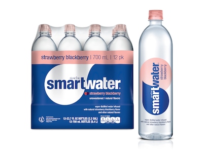 Glaceau Smartwater Flavored Water, 23.7 Oz., 12/Pack (157196)