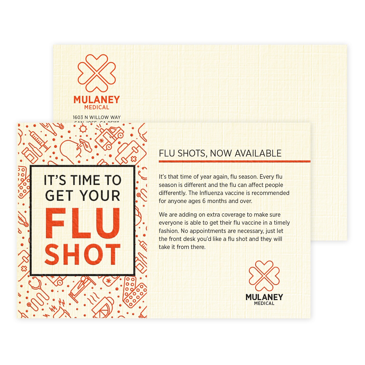 Custom 1-2 Color Postcards, 4 x 6, CLASSIC® Linen Natural White 80#, Raised Print, 1 Standard & 1 Custom Inks, 2-Sided, 100/Pk