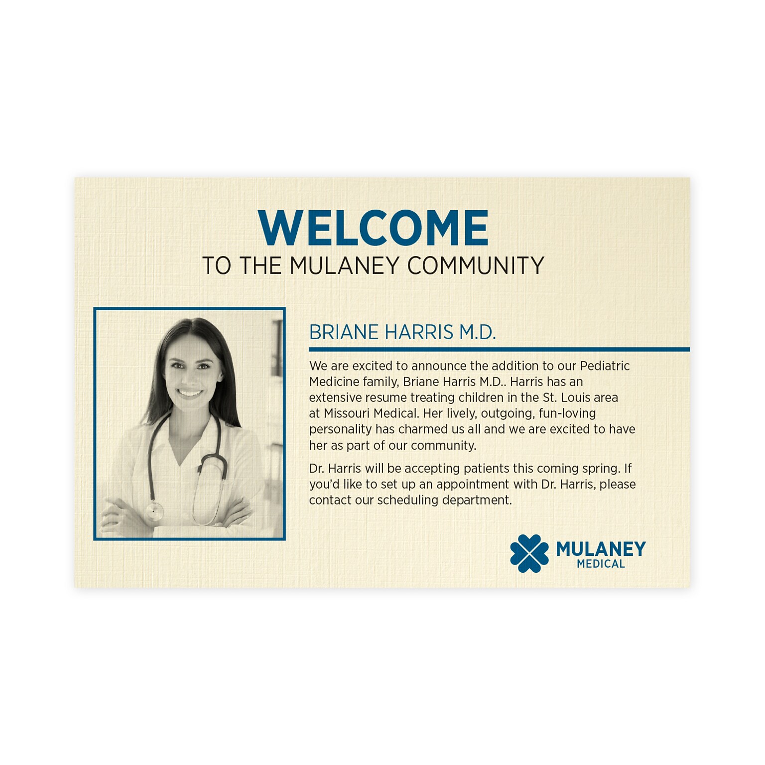 Custom 1-2 Color Postcards, 4 x 6, CLASSIC® Linen Baronial Ivory 80#, Flat Print, 2 Standard Inks, 1-Sided, 100/Pk