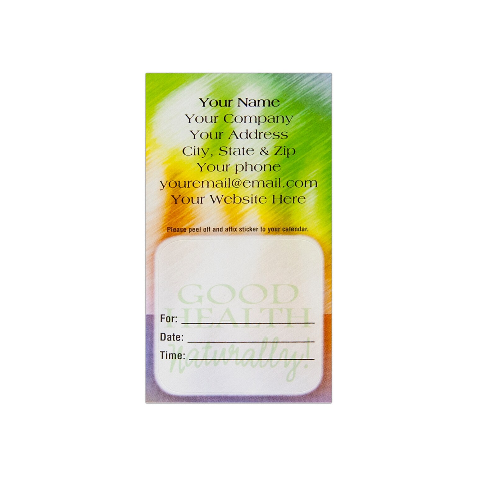 Custom Full Color Sticker Appt. Cards, Rounded Square Sticker, Flat Print, Horizontal, 1-Sided, 250/Pk