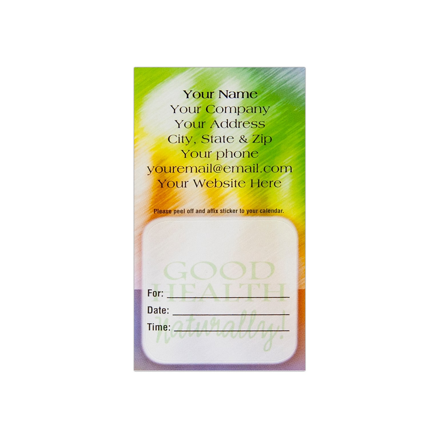Custom Full Color Sticker Appt. Cards, Rounded Square Sticker, Flat Print, Horizontal, 1-Sided, 250/Pk