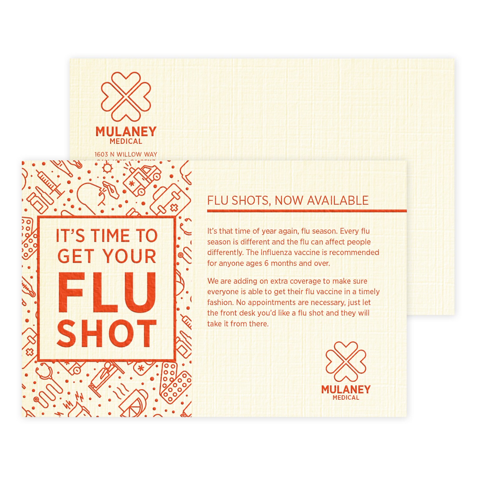 Custom 1-2 Color Postcards, 4 x 6, CLASSIC® Linen Natural White 80#, Raised Print, 1 Custom Ink, 2-Sided, 100/Pk