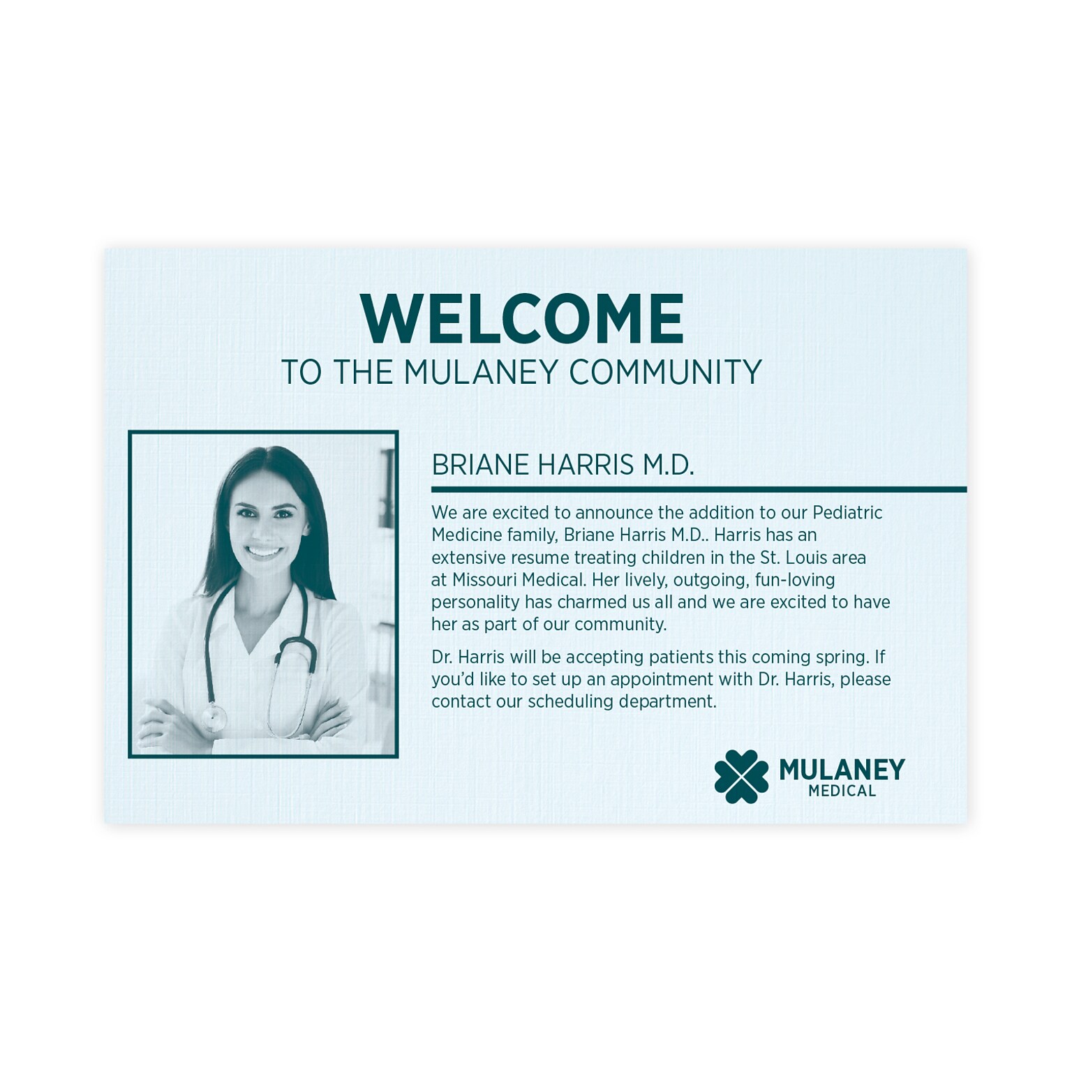 Custom 1-2 Color Postcards, 4 x 6, CLASSIC® Linen Haviland Blue 80#, Flt Print, 1 Custom Ink, 1-Sided, 100/Pk