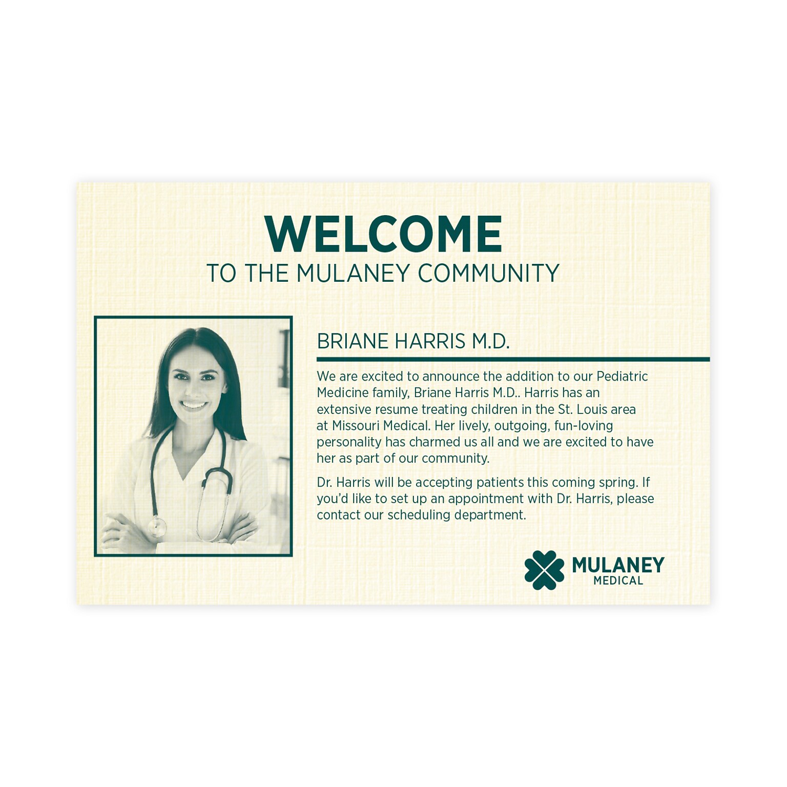 Custom 1-2 Color Postcards, 4 x 6, CLASSIC® Linen Natural White 80#, Flat Print, 1 Custom Ink, 1-Sided, 100/Pk