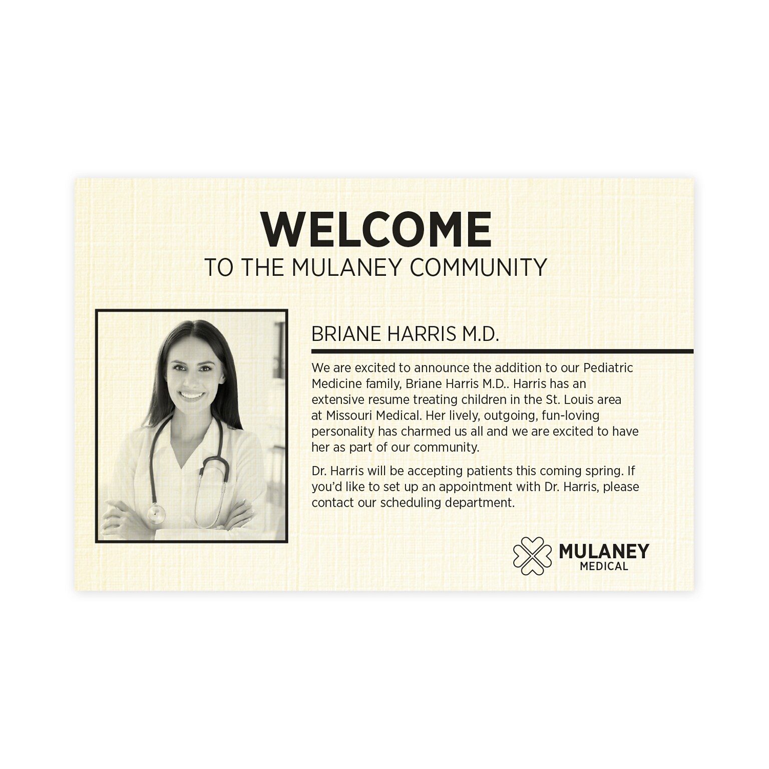 Custom 1-2 Color Postcards, 4 x 6, CLASSIC® Linen Natural White 80#, Flat Print, 1 Standard Ink, 1-Sided, 100/Pk