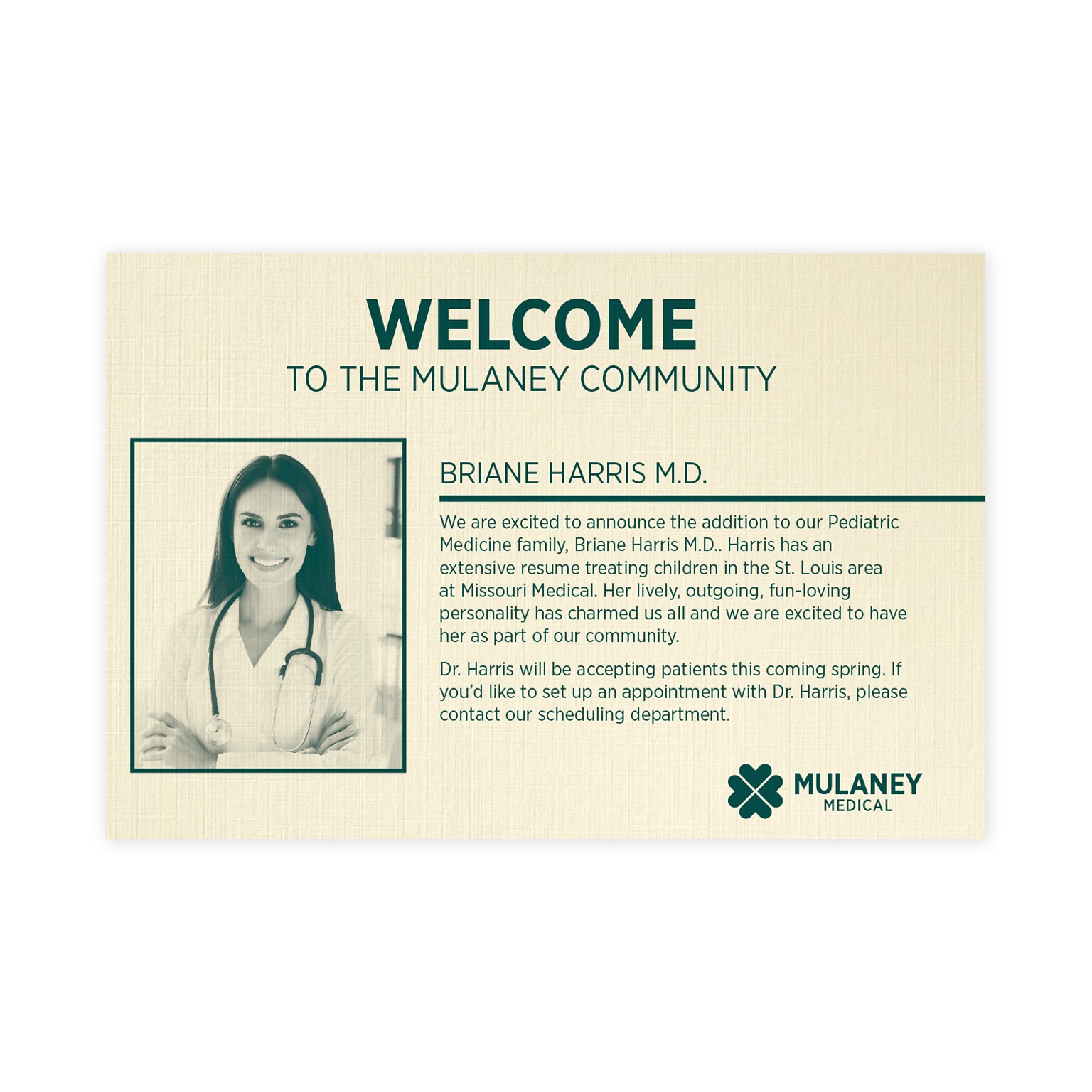Custom 1-2 Color Postcards, 4 x 6, CLASSIC® Linen Baronial Ivory 80#, Flat Print, 1 Custom Ink, 1-Sided, 100/Pk