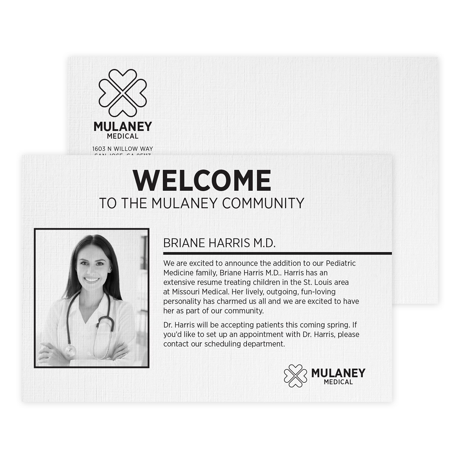 Custom 1-2 Color Postcards, 4 x 6, CLASSIC® Linen Solar White 80#, Flat Print, 1 Standard Ink, 2-Sided, 100/Pk