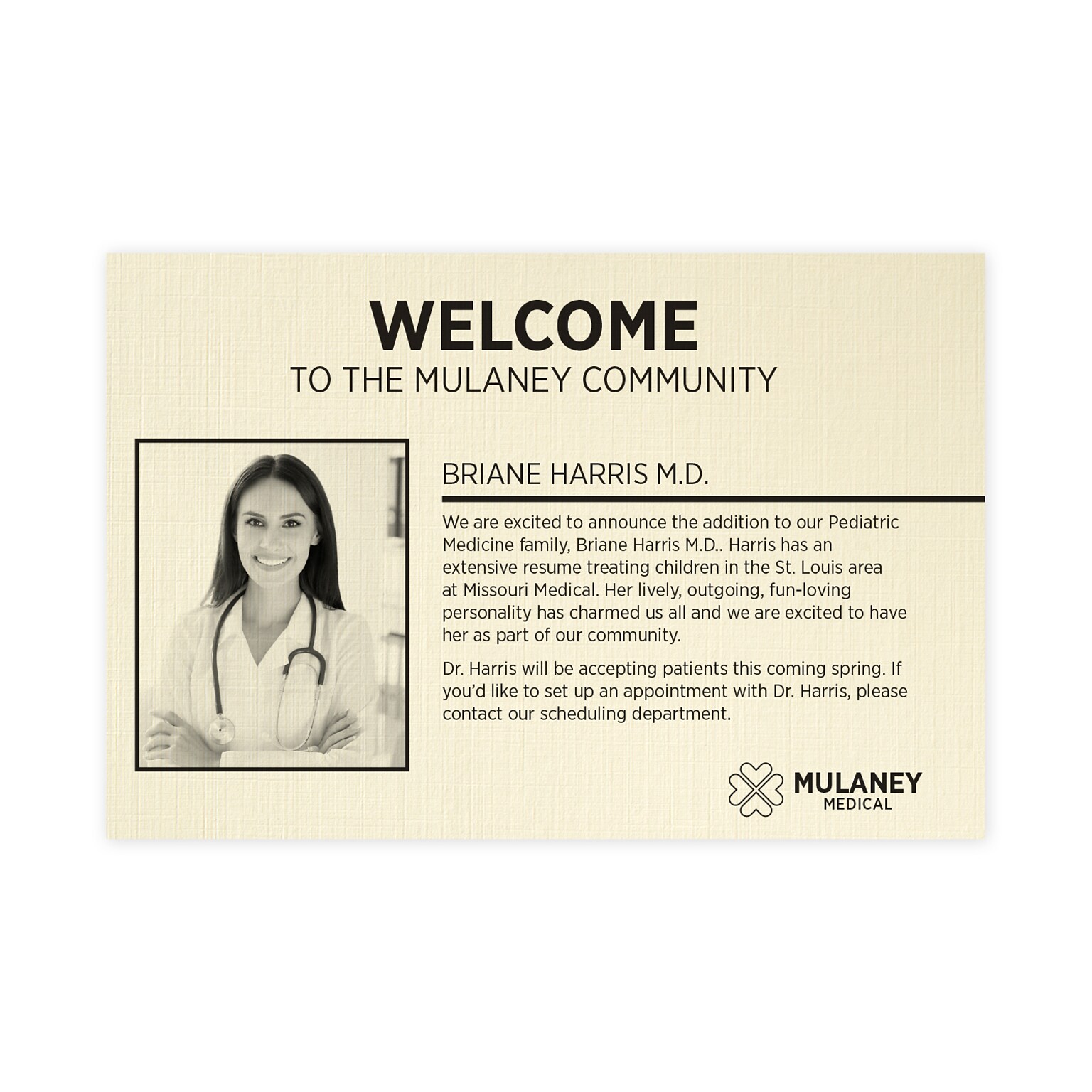 Custom 1-2 Color Postcards, 4 x 6, CLASSIC® Linen Baronial Ivory 80#, Flat Print, 1 Standard Ink, 1-Sided, 100/Pk