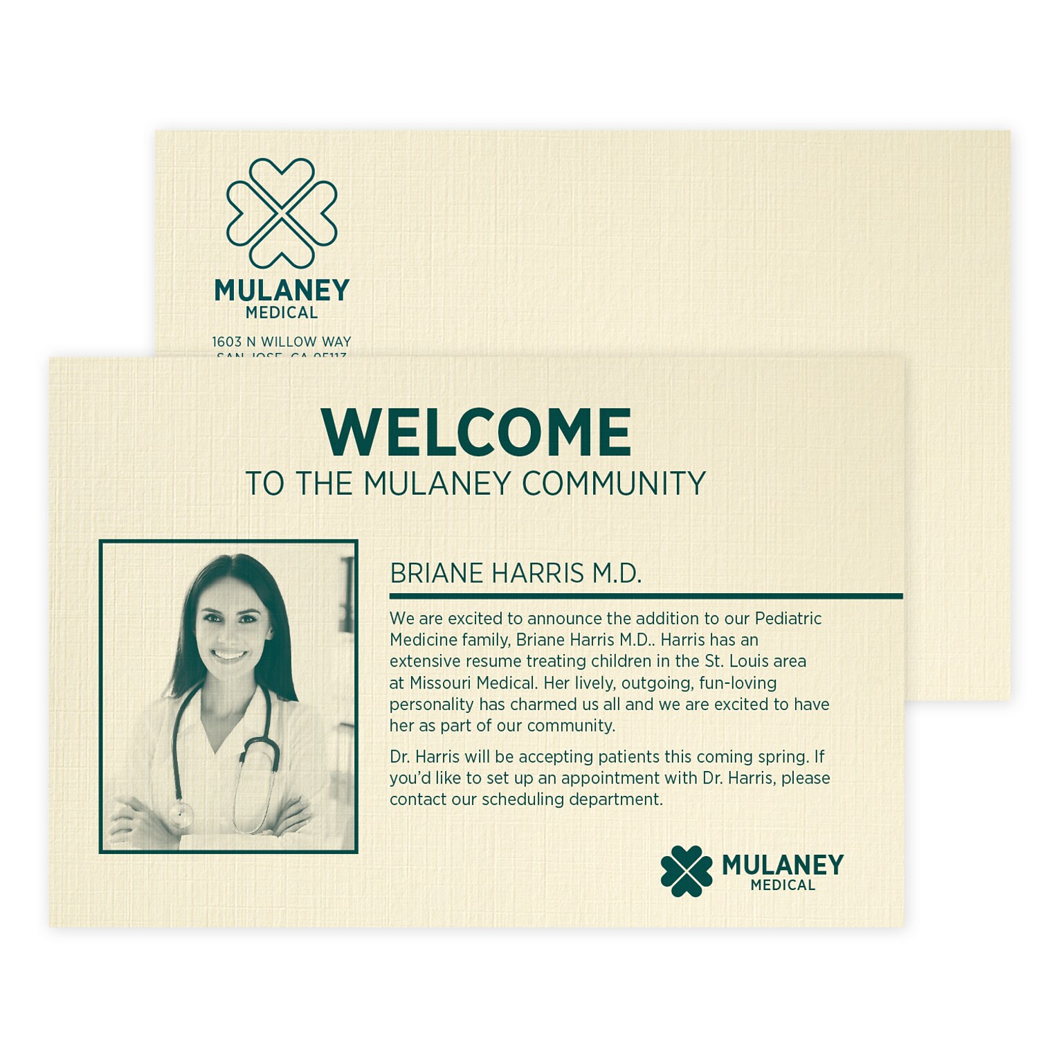 Custom 1-2 Color Postcards, 4 x 6, CLASSIC® Linen Baronial Ivory 80#, Flat Print, 1 Custom Ink, 2-Sided, 100/Pk