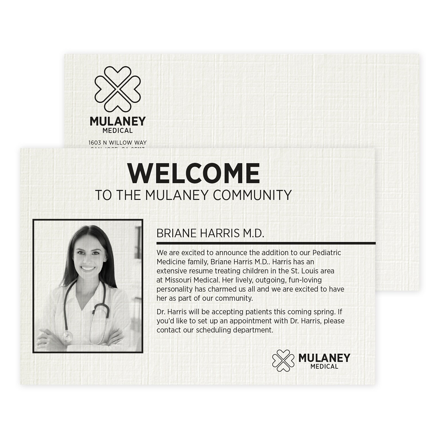 Custom 1-2 Color Postcards, 4 x 6, CLASSIC® Linen Antique Grey 80#, Flat Print, 1 Standard Ink, 2-Sided, 100/Pk