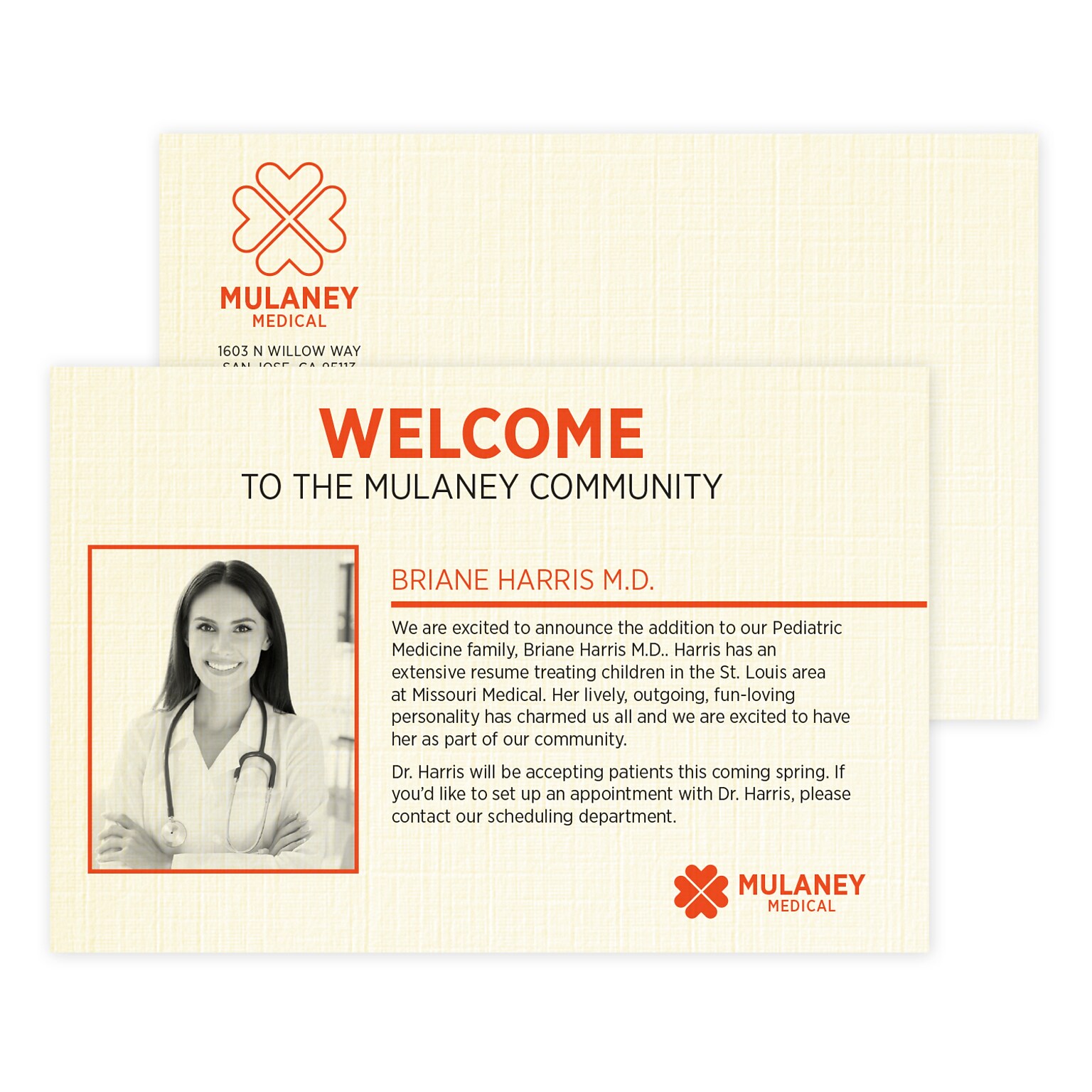 Custom 1-2 Color Postcards, 4 x 6, CLASSIC® Linen Natural White 80#, Flat Print, 1 Standard & 1 Custom Inks, 2-Sided, 100/Pk