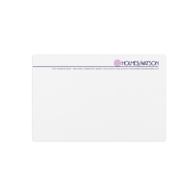 Custom 1 & 2 Color Letterhead, 8.5 x 5.5, 25% Cotton Writing 24# Stock, 2 Custom Inks, Raised Prin