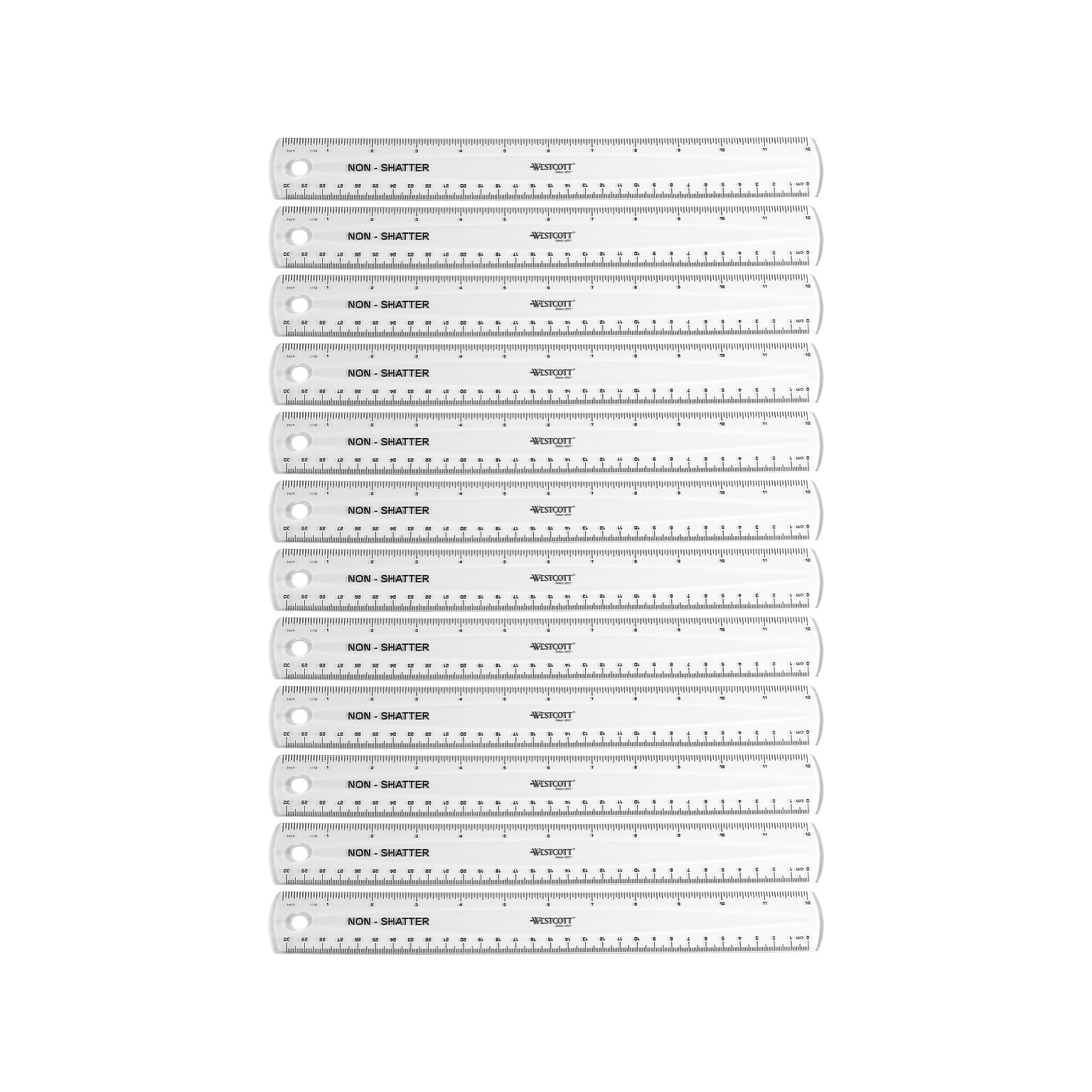 Westcott 12 Plastic Standard Ruler, Clear, 12/Box (17725)