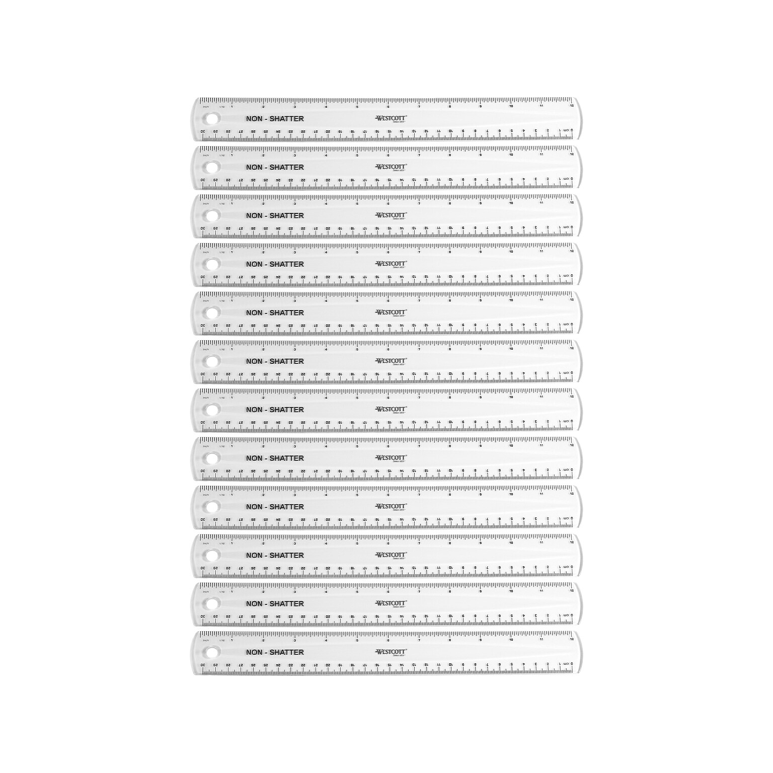 Westcott 12 Plastic Standard Ruler, Clear, 12/Box (17725)