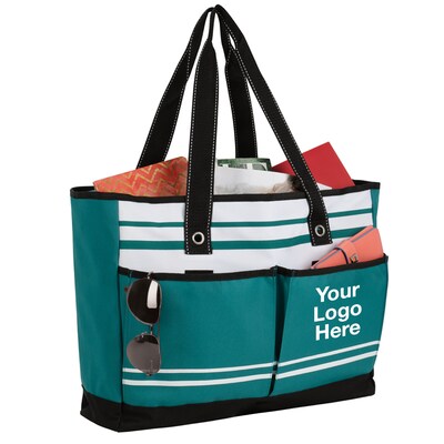 Custom Atchison® Two Pocket Fashion Tote; 16-7/8x16-7/8, (QL46632)