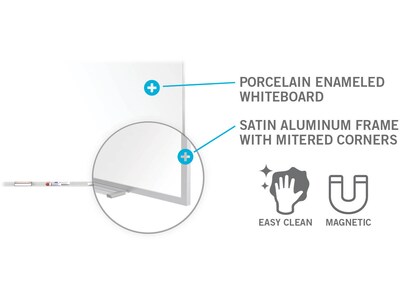 Ghent M1 Porcelain Dry-Erase Whiteboard, Aluminum Frame, 5' x 6' (M1P-56-4)