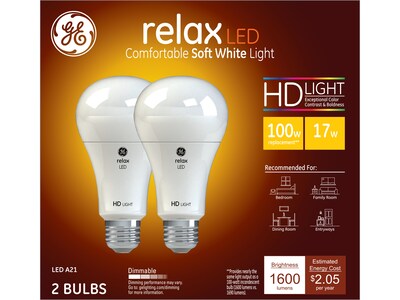 GE Relax 17W A21 LED Bulb, 2/Pack (44148)