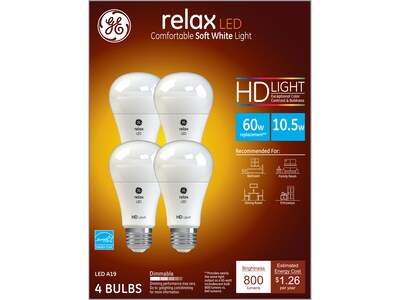 GE Relax Lightbulb LED 60W, 4/Box (42977)