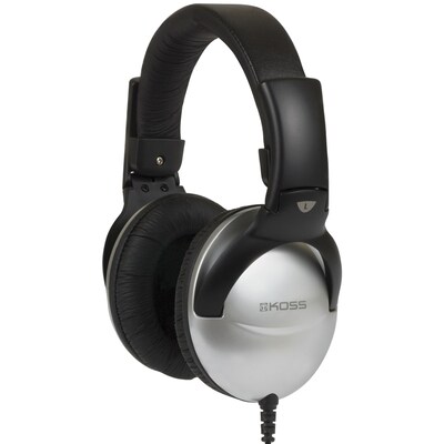 KOSS QZPRO Active Noise Canceling Mono Computer Headset, Over-Ear, Black/Silver (184408)