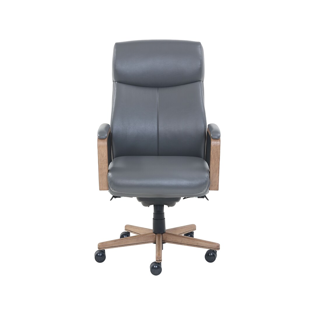 La Z Boy Landon Premium Bonded Leather Executive Chair Gray 60028 Quill Com