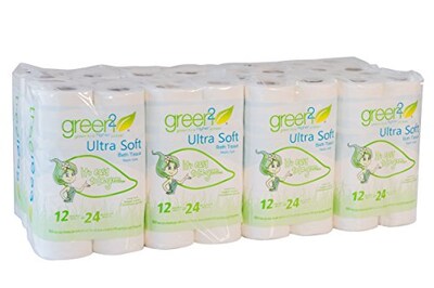 Green2 Tree Free Ultra Soft 2-Ply Bath Tissue, White, 300 Sheets/Roll, 12 Rolls/Pack, 8 Packs/Carton (0541MA)